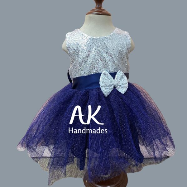 Pearl Bow Tutu Blue and Silver