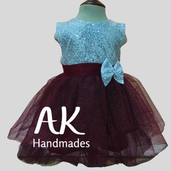 Pearl Bow Tutu Maroon and Silver